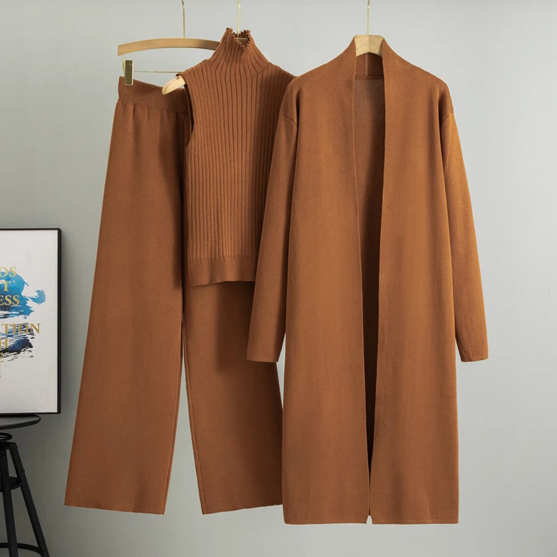 3 Piece Set- Cardigan Tracksuits , Knitted Pant