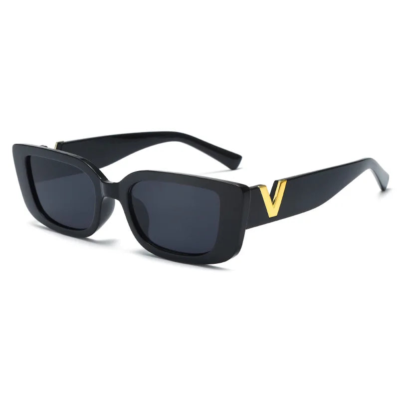 Retro Rectangle Sunglasses Women Brand Designer Vintage Small Frame Luxury V Sun Glasses Ladies Classic Black Square - Mammalook
