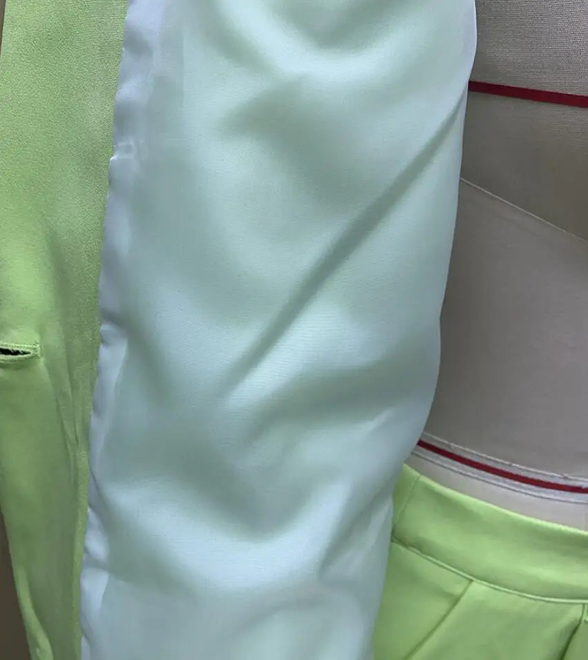 Solid Turn-Down Collar Coat & Wide Leg Trousers