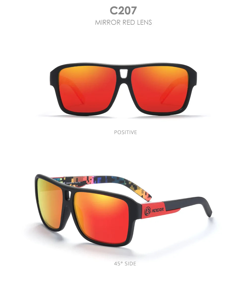 KDEAM 2024 Men's Polarized Sunglasses JAM Style Large Square Frame Glasses Colorful Running Mountaineering Fishing Women Goggles - Mammalook