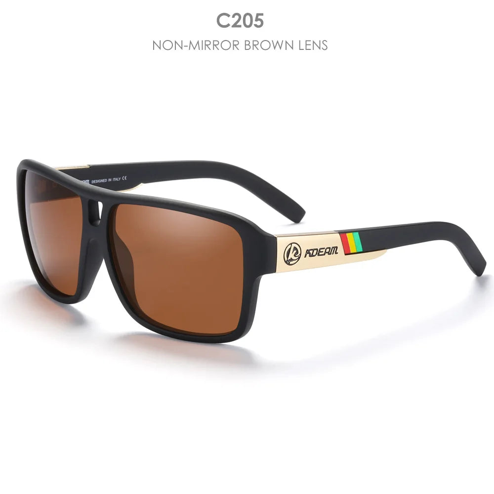 KDEAM 2024 Men's Polarized Sunglasses JAM Style Large Square Frame Glasses Colorful Running Mountaineering Fishing Women Goggles - Mammalook