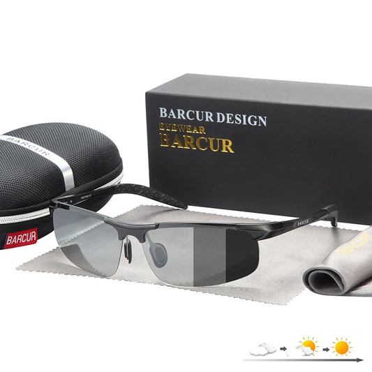 BARCUR Aluminum Sport Frame Photochromic Sunglasses Men Women Polarized Auto Color Change Sun Glasses UV400 Driving - Mammalook