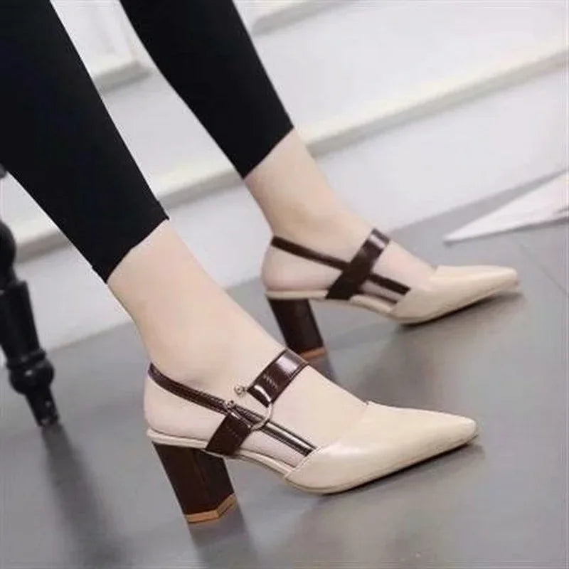 Women's Shoes Trend 2024 Shoe Genuine Leather Medium Heel Block Heels Mirror Luxury Designer Chunky Sandals Ladies Sexy Sandal - Mammalook
