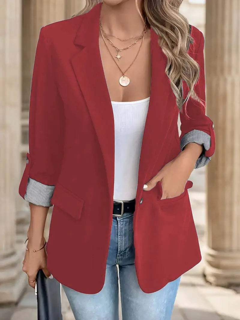 Button-Up Slim Fit Suit Jacket – Seven-Quarter Rolled Sleeve