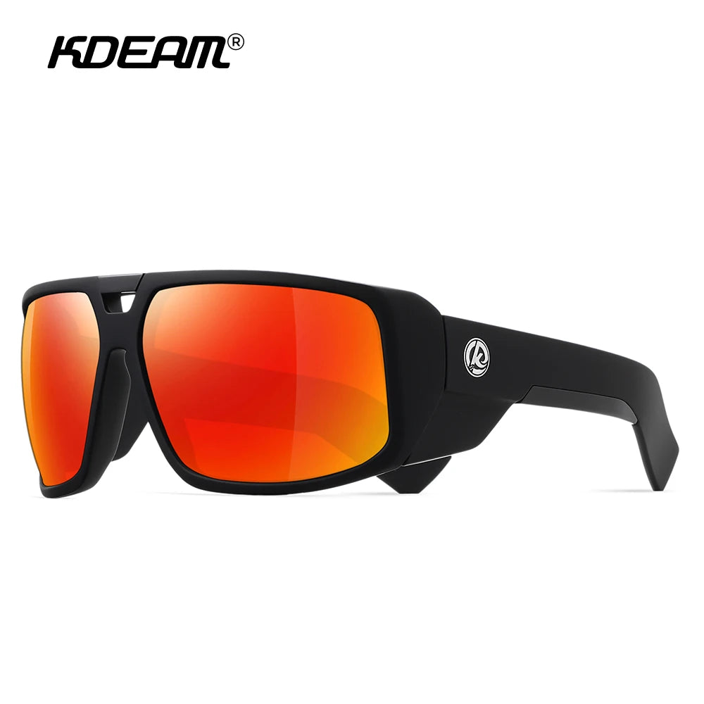 KDEAM Performance Polarized Sunglasses Men Sport Cycling Sunglasses Features Sturdy 5-Barrel Hinges Huge Shark Fin Temples - Mammalook