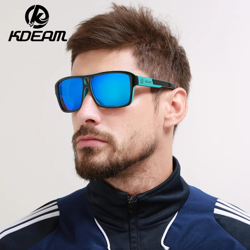 KDEAM 2024 Men's Polarized Sunglasses JAM Style Large Square Frame Glasses Colorful Running Mountaineering Fishing Women Goggles - Mammalook