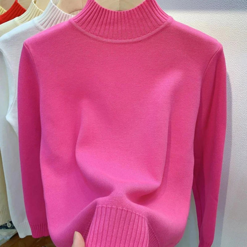 Turtleneck Solid Sweater -  Long Sleeve