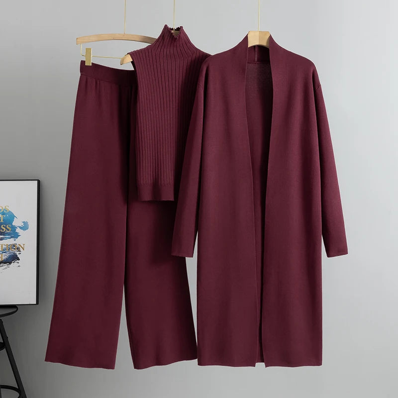 3 Piece Set- Cardigan Tracksuits , Knitted Pant