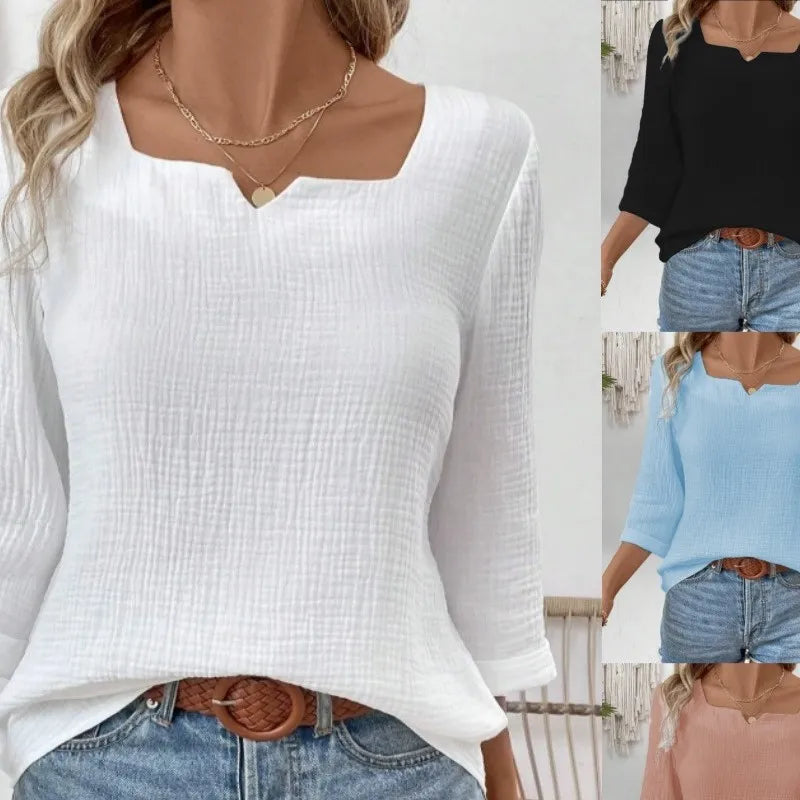 Long Sleeve Blouses V-Neck
