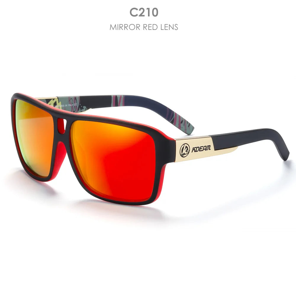 KDEAM 2024 Men's Polarized Sunglasses JAM Style Large Square Frame Glasses Colorful Running Mountaineering Fishing Women Goggles - Mammalook