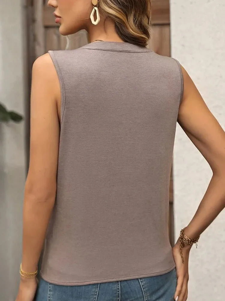 V-Neck Tank Top – Vintage Sleeveless Summer Blouse