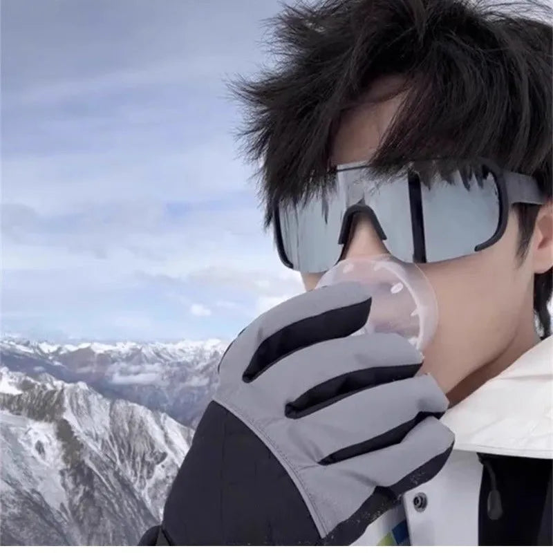 Fashion Women's Outdoor Large Frame Windproof Ski Goggles Trendy Men's Y2K Mountaineering Mirror Cycling Sports Sunglasses Sea - Mammalook