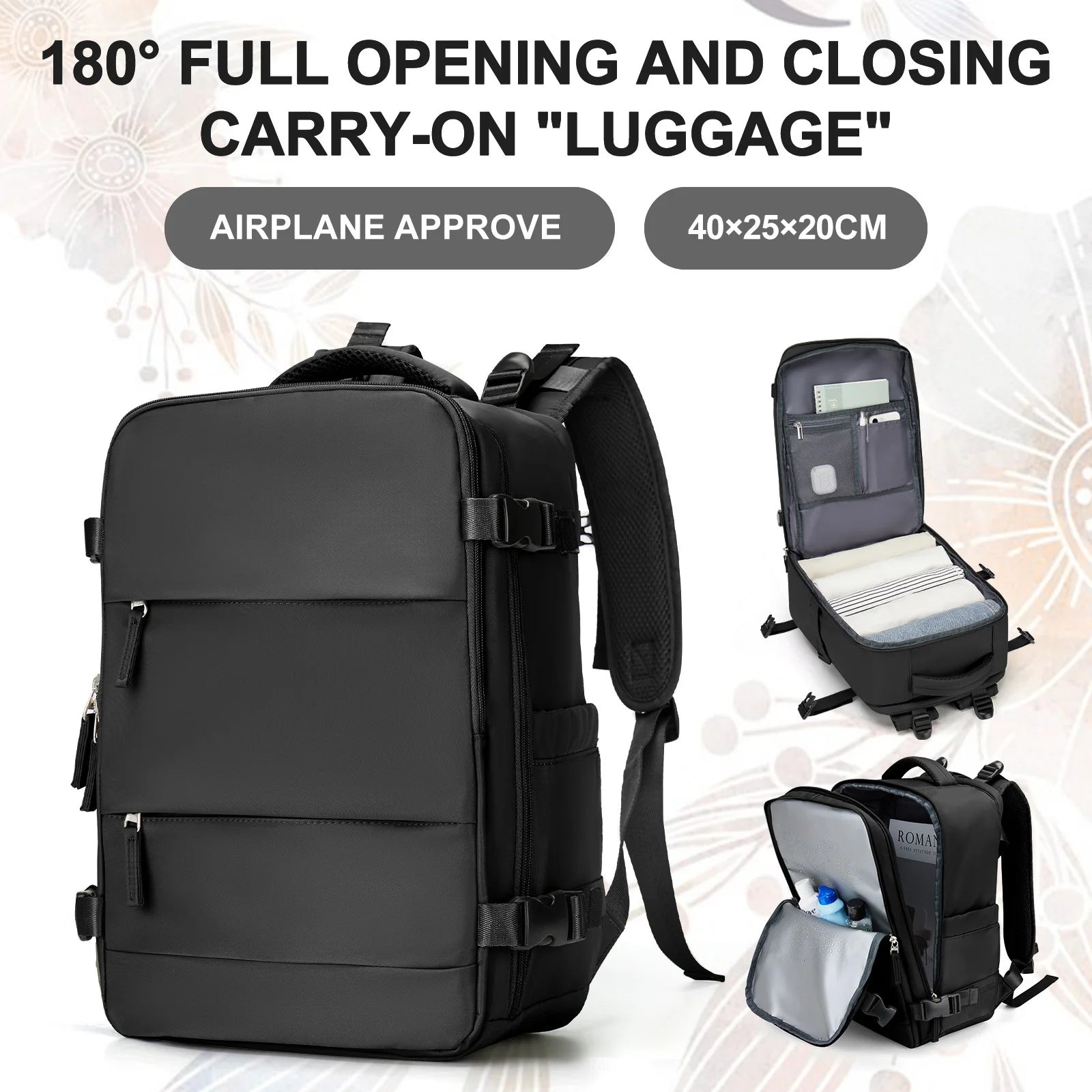 15.6inch Laptop Bag Men's Executive Work Backpack, Backpack Ryanair 40x20x25,Vacuum Packaged Travel Backpack Short-Trip Rucksack - Mammalook