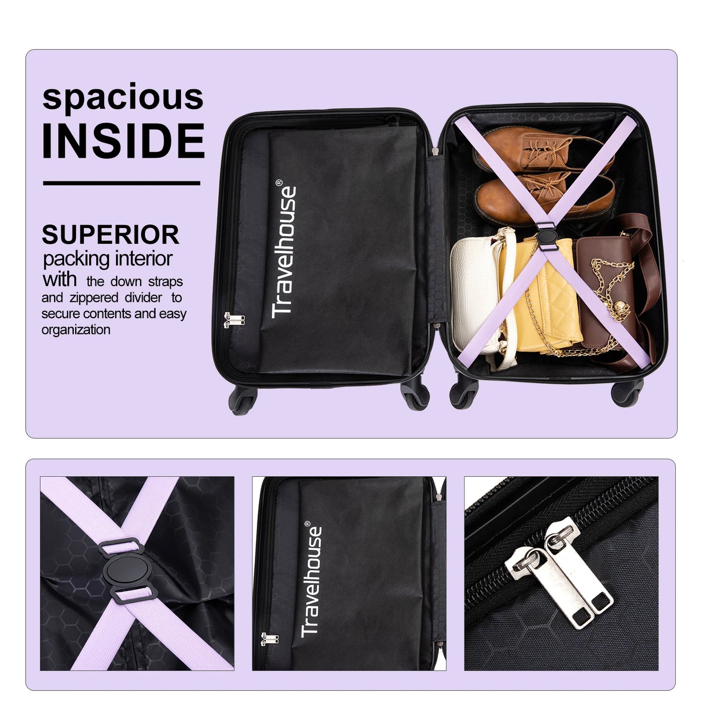 Travelhouse 20" Carry on Luggage Lightweight Hardside Suitcase with Spinner Wheels - Mammalook