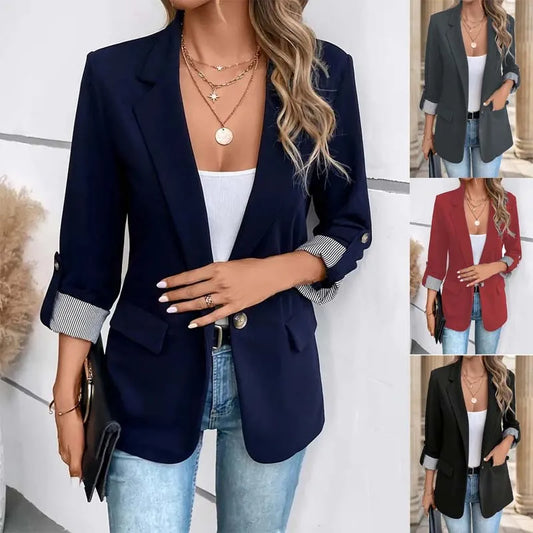 Button-Up Slim Fit Suit Jacket – Seven-Quarter Rolled Sleeve