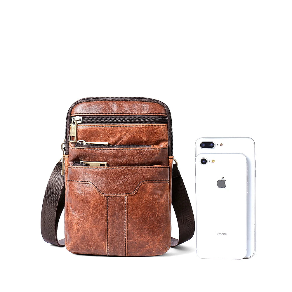 WESTAL Cowhide Retro Wear Belt Small Hanging Bag Multi-Functional Leather Shoulder Cross Bag Men's Mobile Phone Small Bag - Mammalook