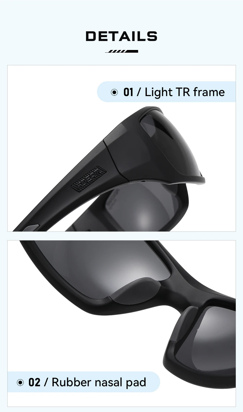 KDEAM Men's Cycling Sunglasses Polarized Great Elasticity Of TR90 Material Riding Sunglasses 1.2mm Thickness Polarizing Lenses - Mammalook