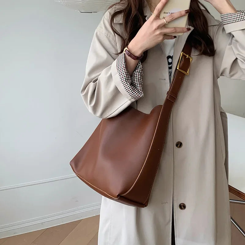 Retro Brown Lazy-Style Shoulder & Crossbody Bag