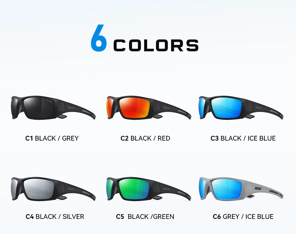 KDEAM Men's Cycling Sunglasses Polarized Great Elasticity Of TR90 Material Riding Sunglasses 1.2mm Thickness Polarizing Lenses - Mammalook