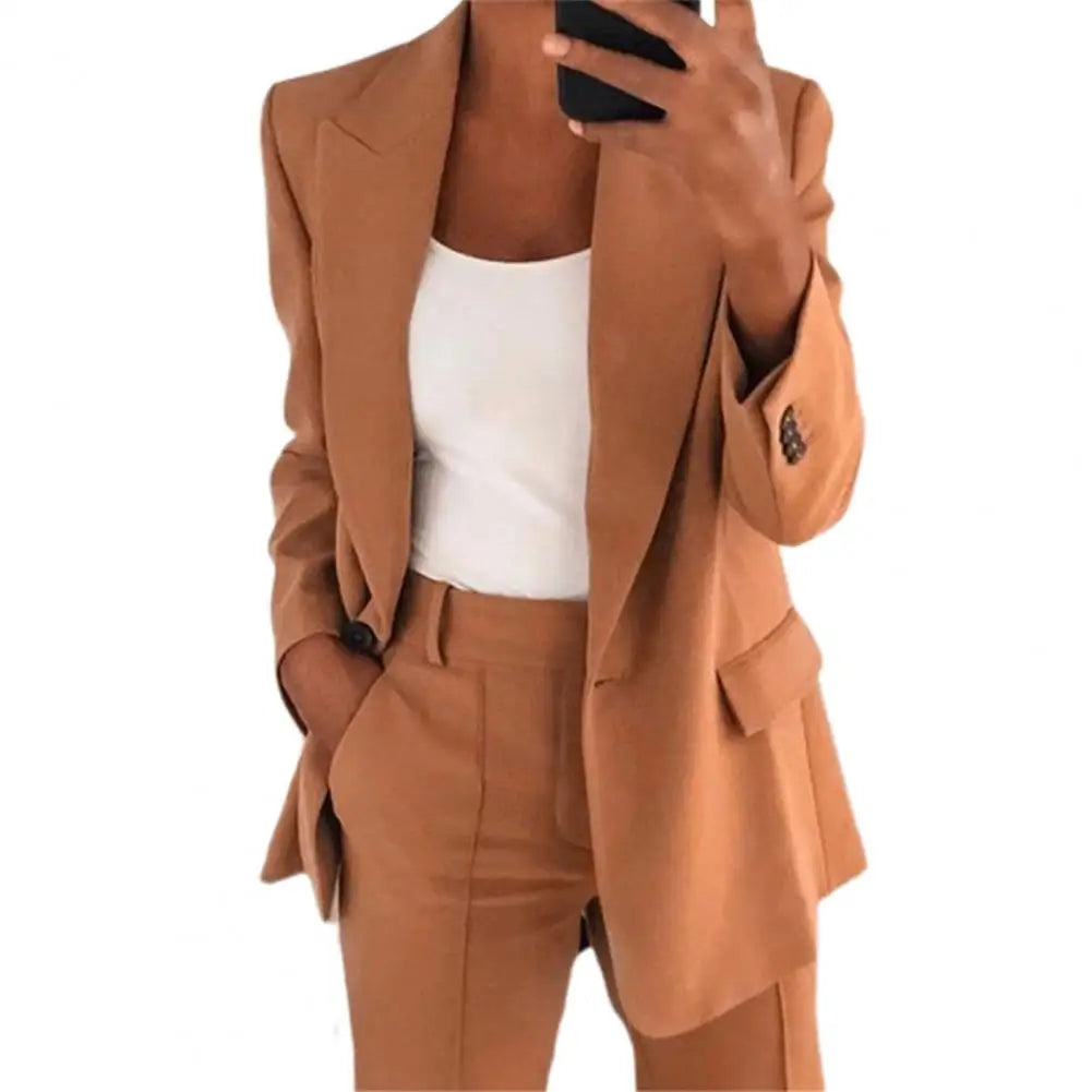 Popular Suit Coat - Blazer Long Sleeve Faux Pockets