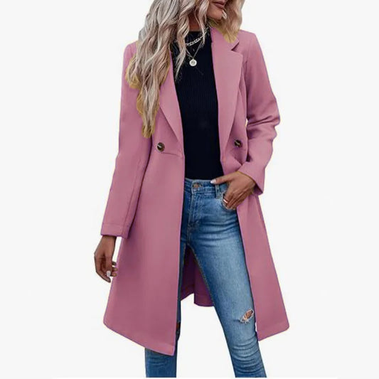 Coats One Button Woolen Belt Lapel