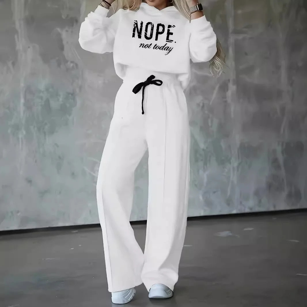 2-Piece Sports Set: Hoodie & High-Waist Wide-Leg Pants