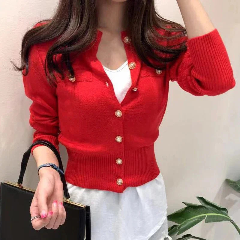 Knit Cardigan - Full Sleeve Button-Up Short Jacket