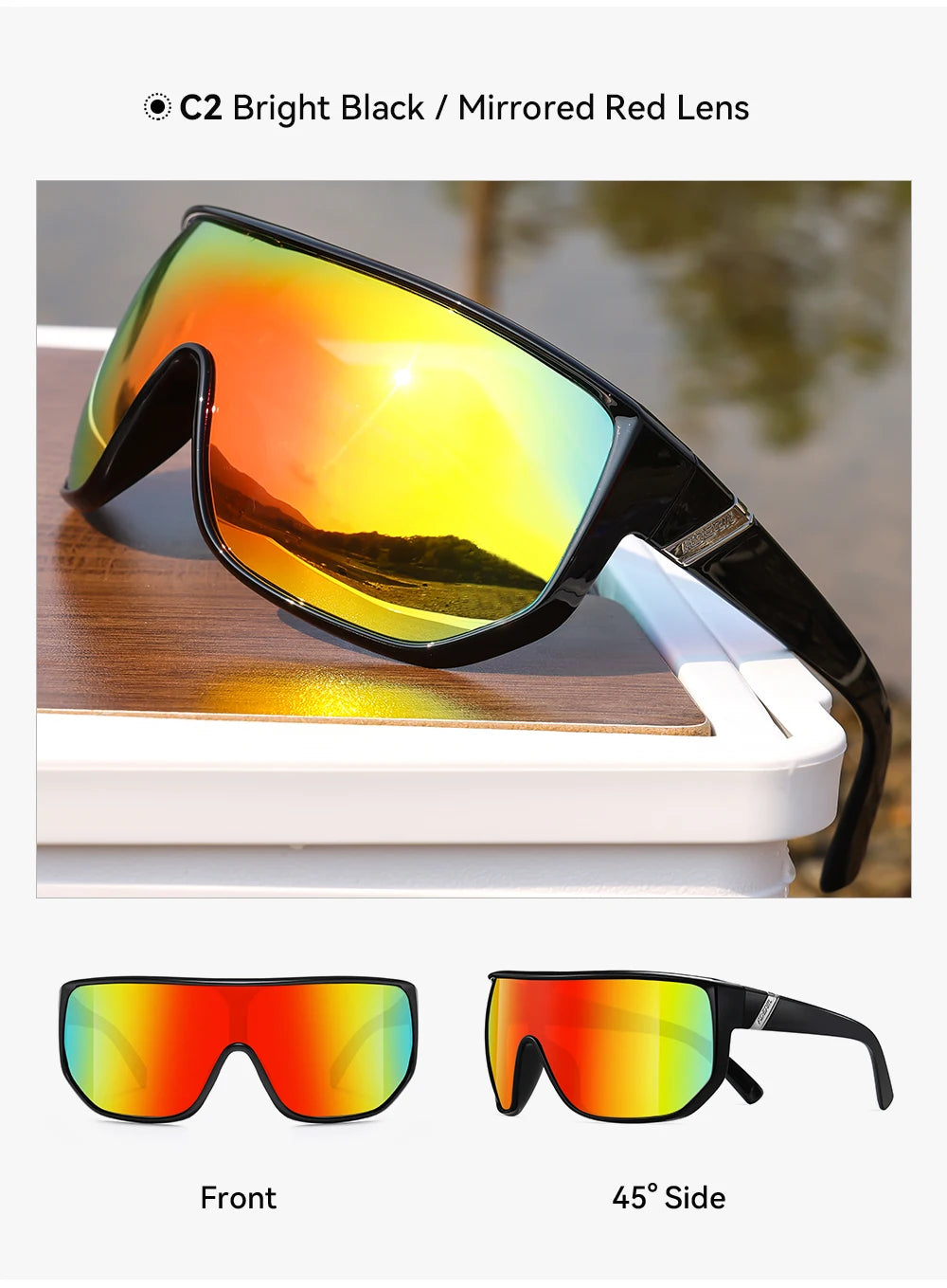 KDEAM New Men's Cycling Sunglasses Sports Polarized Wide-Angle Goggles Party Glasses - Mammalook