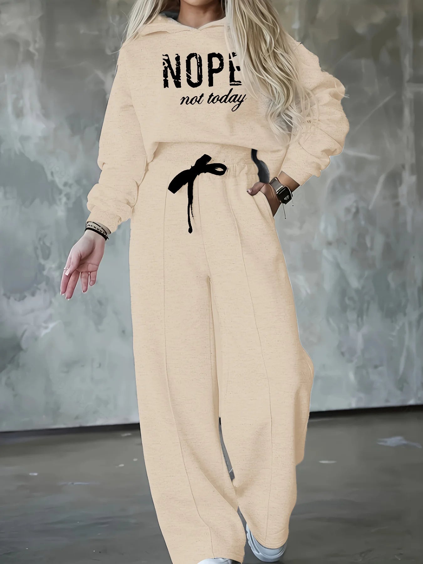 2-Piece Sports Set: Hoodie & High-Waist Wide-Leg Pants
