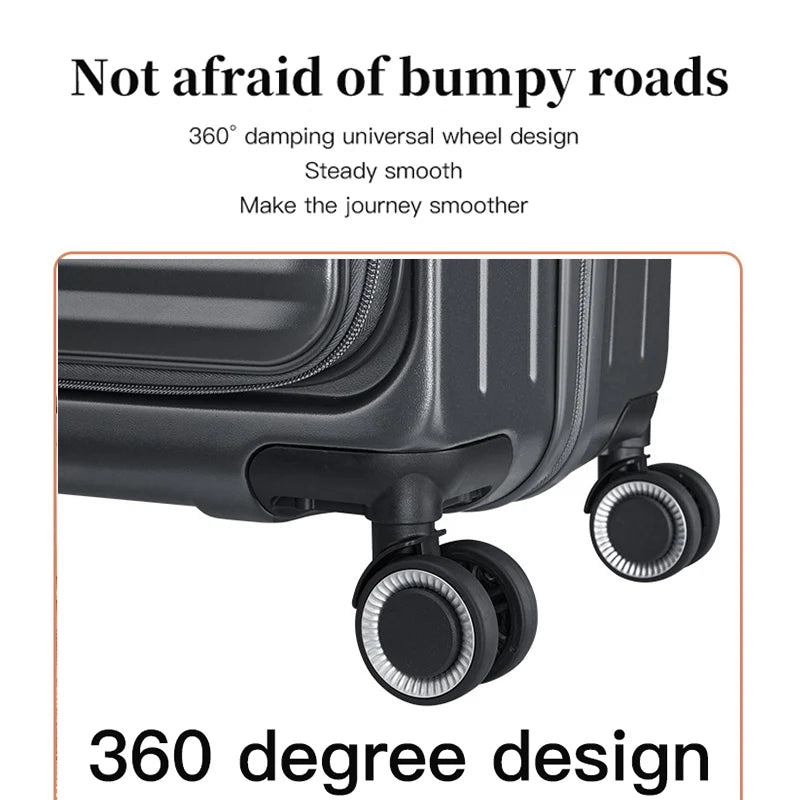 SUSHIMU Trolley Case Travel Suitcase Boarding Case Password Box Suitcase Portable Wheel Rolling Luggage Bag Front opening - Mammalook