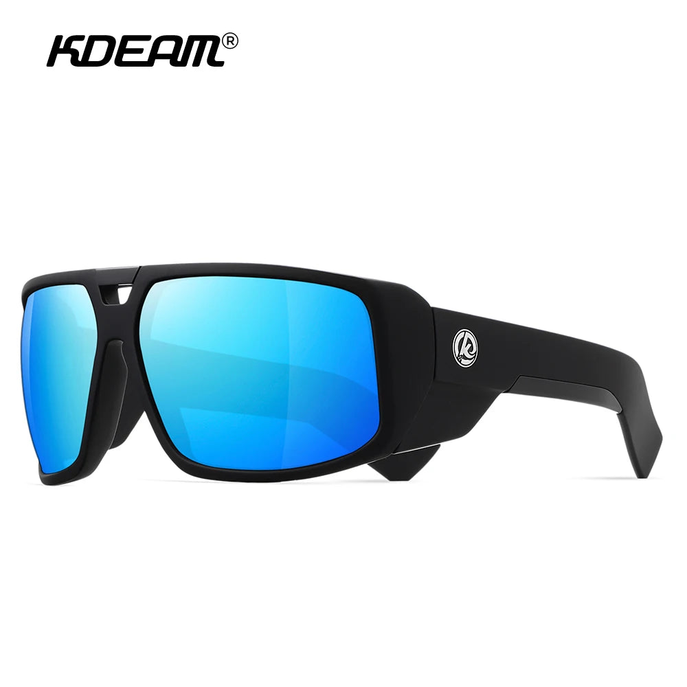 KDEAM Performance Polarized Sunglasses Men Sport Cycling Sunglasses Features Sturdy 5-Barrel Hinges Huge Shark Fin Temples - Mammalook