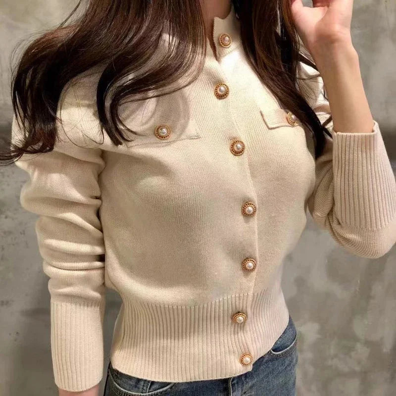 Knit Cardigan - Full Sleeve Button-Up Short Jacket