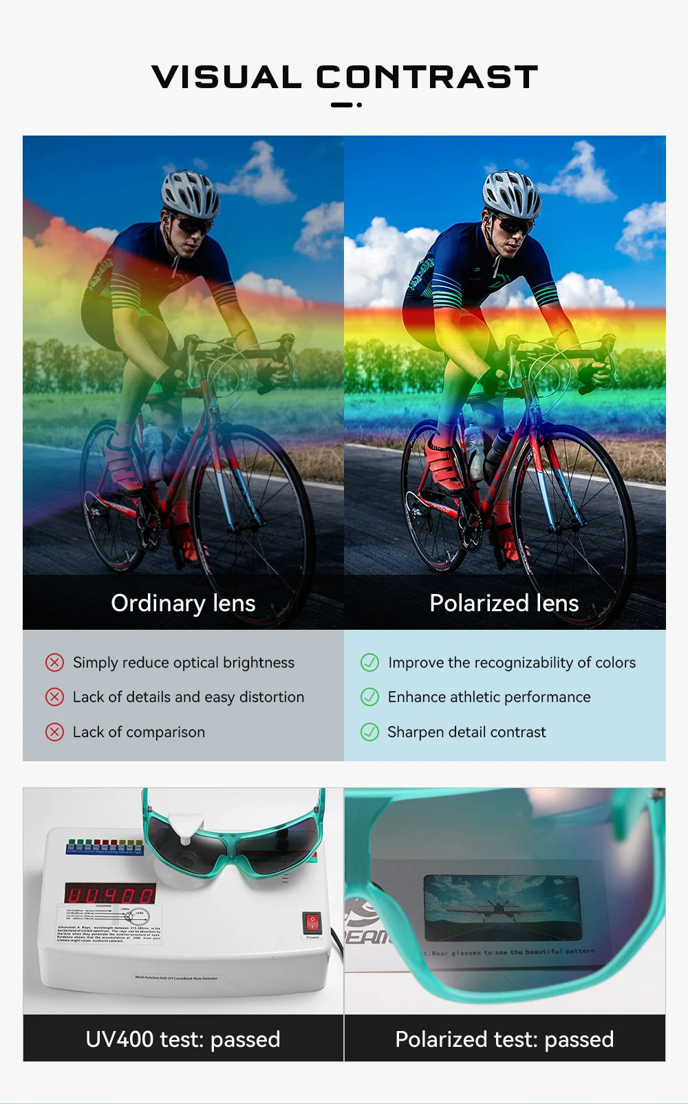KDEAM New Men's Cycling Sunglasses Sports Polarized Wide-Angle Goggles Party Glasses - Mammalook