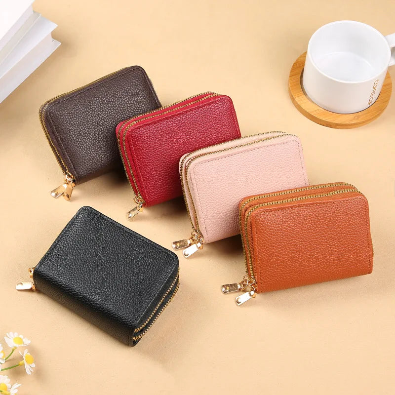 Multi Functional Card Bag, Organ Card Bag, Double-layer Zipper, WOMEN'S Wallet, Large Capacity PU Card Holder - Mammalook