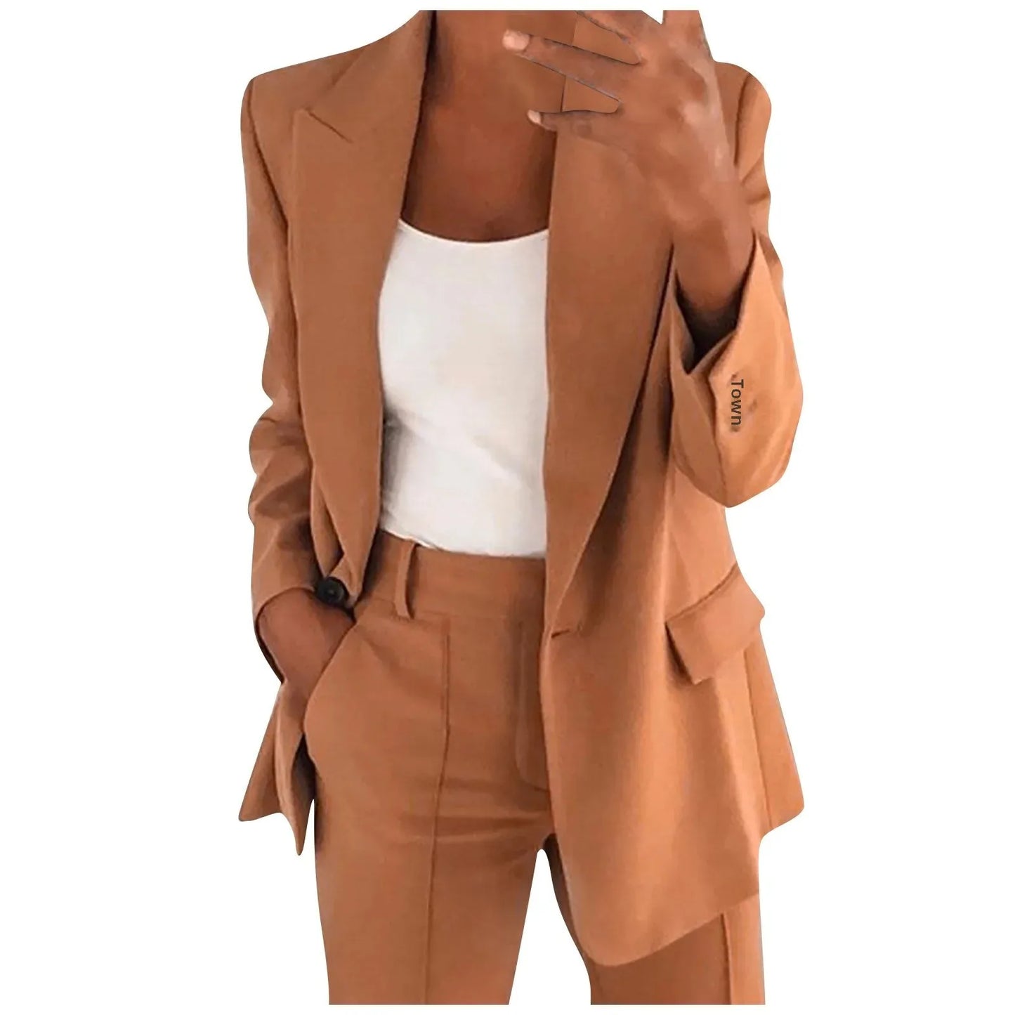 Women's Blazer - Elegant Slim Fit Lapel-Free Smooth Silhouette