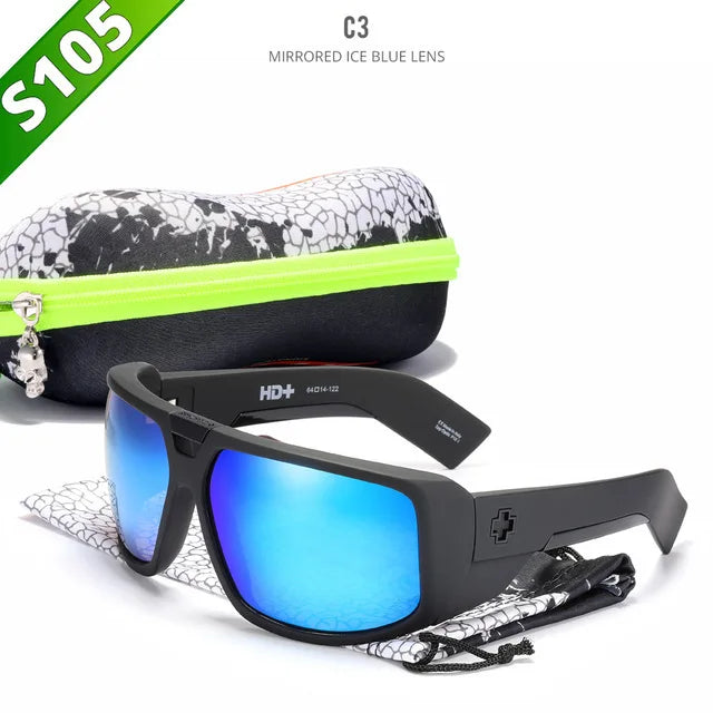 TOURING Polarized Sunglasses Men UV400 Sport Driving Goggles Mirrored Shield Brand New Shades With Free Case - Mammalook