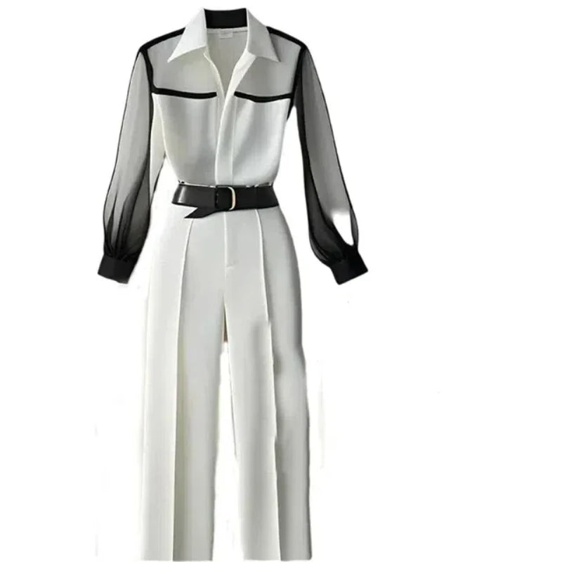 Two-Piece Set:  Loose Pant Blouse Sleeve