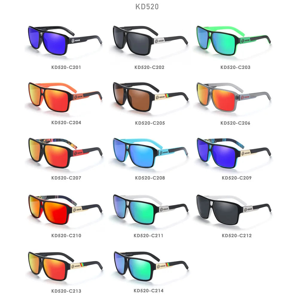 KDEAM 2024 Men's Polarized Sunglasses JAM Style Large Square Frame Glasses Colorful Running Mountaineering Fishing Women Goggles - Mammalook