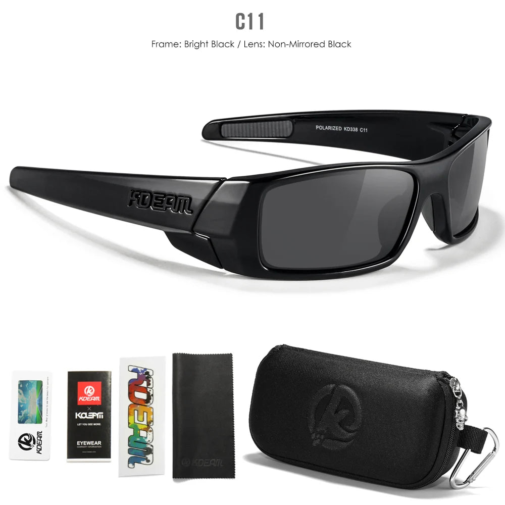 KDEAM Men's Fishing Sunglasses All Black Shades With Carrying Zipper Case 2024 New Arrivals - Mammalook