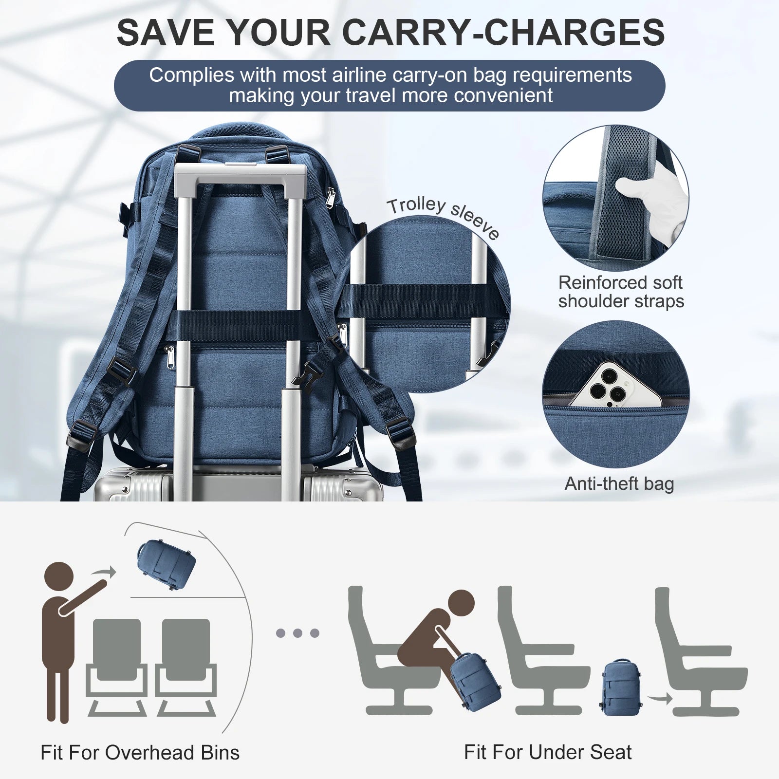 Travel Backpack Short Distance Airplane Ryanair Cabin Bag 40x20x25 Backpack Women Men leisure School Laptop Bag Carry on Luggage - Mammalook