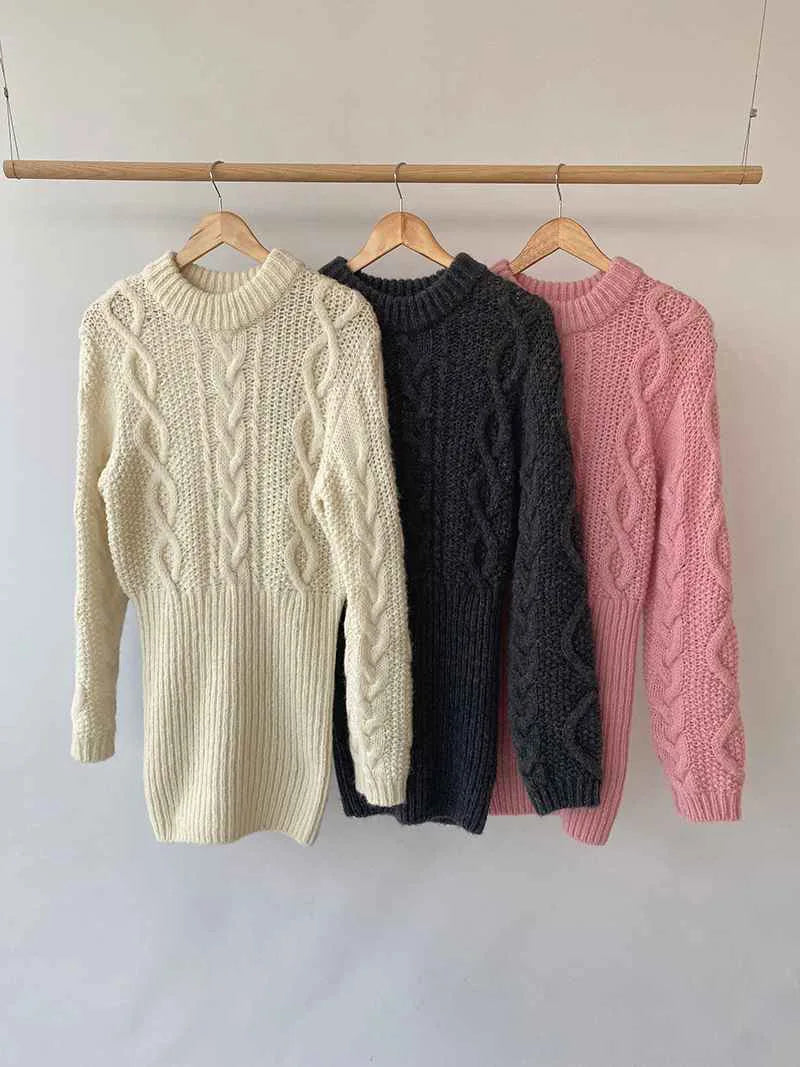 Bodycon Knit Dress Chunky Cable-knit Long Sleeve Ribbed Mini Sweater Dress Women Autumn Winter Outfit - Mammalook