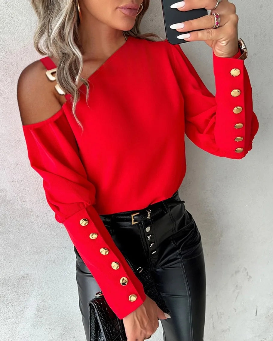 Fashion Women's Blouse Autumn Spring New Casual Simple O-Neck Red Lace Floral Sheer Mesh Patchwork Top Shirts For Women Pullover - Mammalook