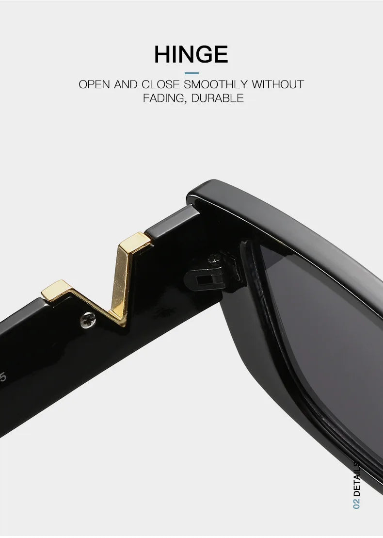 Retro Rectangle Sunglasses Women Brand Designer Vintage Small Frame Luxury V Sun Glasses Ladies Classic Black Square - Mammalook