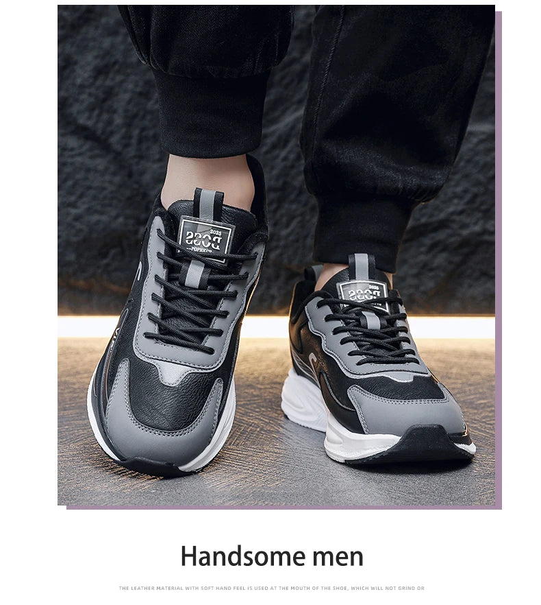 Men’s Platform Athletic Sneakers – Casual Street Style & Winter-Warm Sport Shoes