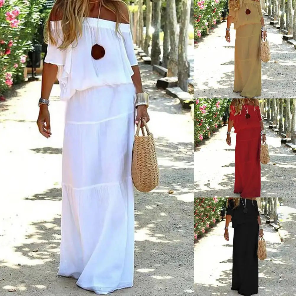 Chic and Elegant White Bohemia Dress V-neck Lace Up Cover Up For Woman 2024 Summer Maxi Dress Beachwear Holiday Beach Slip Dress - Mammalook