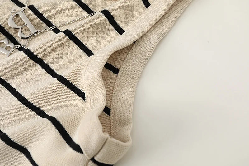 Round Neck Slim Striped Tank Top