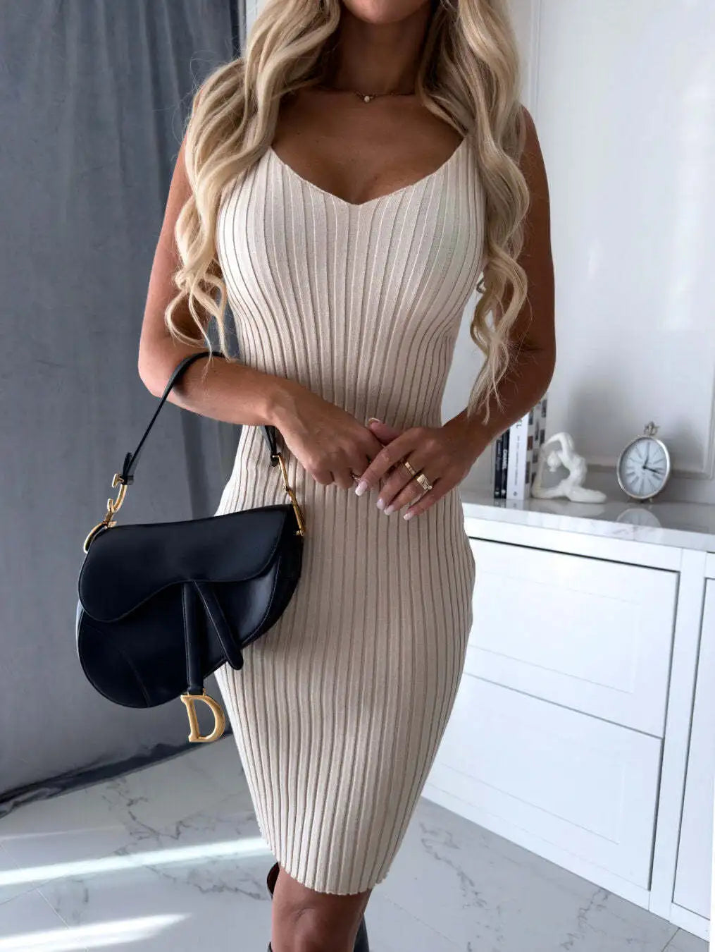Women’s Autumn Winter 2-Piece Set – Elegant Long Sleeve Pullover & Dress
