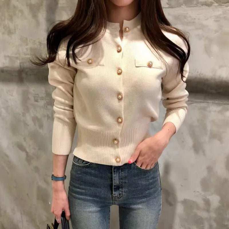 Knit Cardigan - Full Sleeve Button-Up Short Jacket