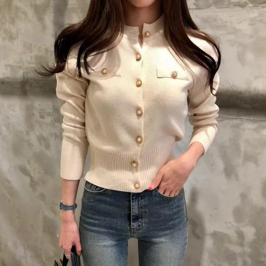 Knit Cardigan - Full Sleeve Button-Up Short Jacket