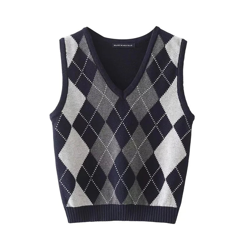 V-Neck Sweater Vest Sleeveless Oversized